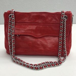 Rebecca Minkoff Red Leather Chain Strap Handbag Shoulder Bag